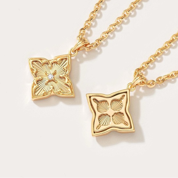 Gold Cz Clover Necklace - Picture 3 of 6